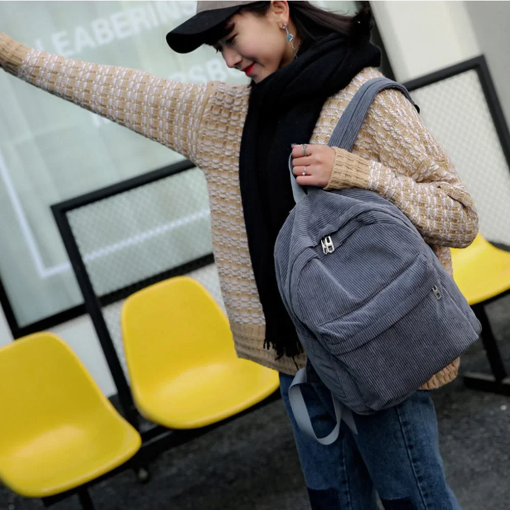 最新トレンドのバックパックファッション。女性用、コーデュロイ - Fashion Backpack Women のレビューと価格